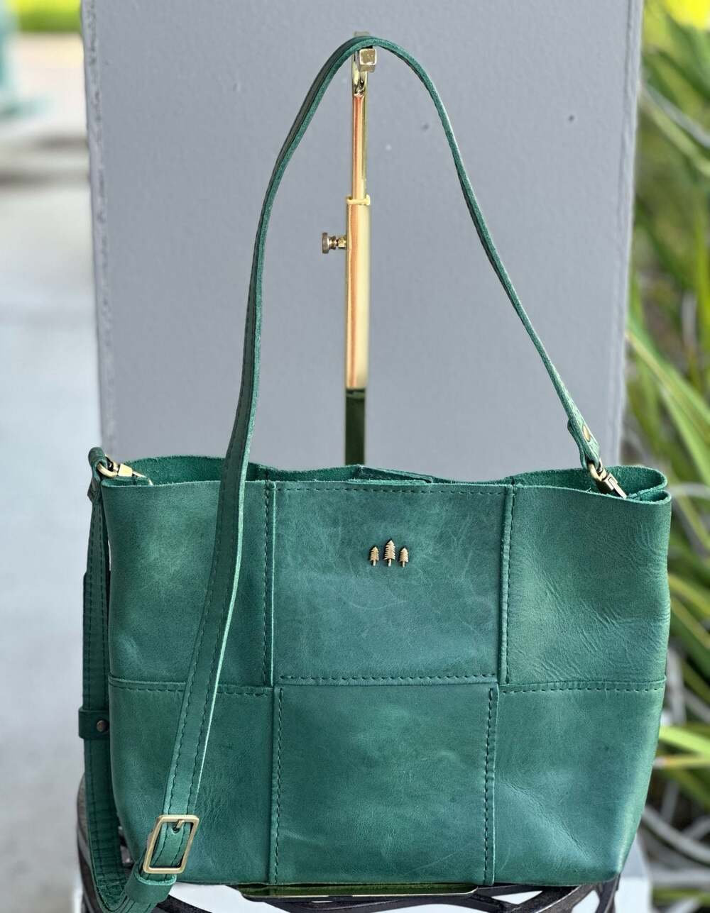 Portland Leather Goods Large Charlotte Crossbody Bag in Surf Green